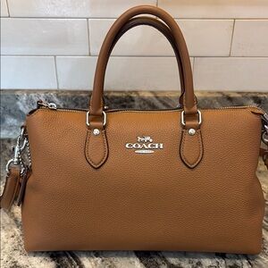 Coach Tan Leather Satchel with silver hardware